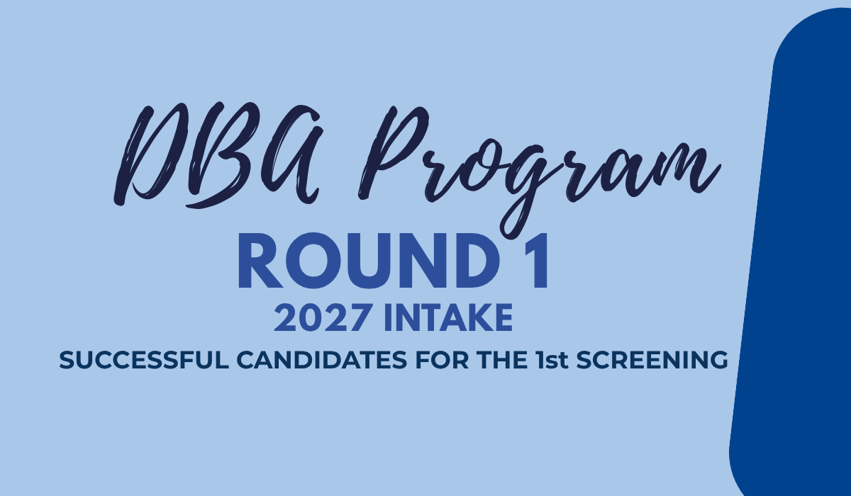 The announcement of successful candidates from the 1st screening of the DBA Program (First Round) for 2027 Intake has been posted.のサムネイル