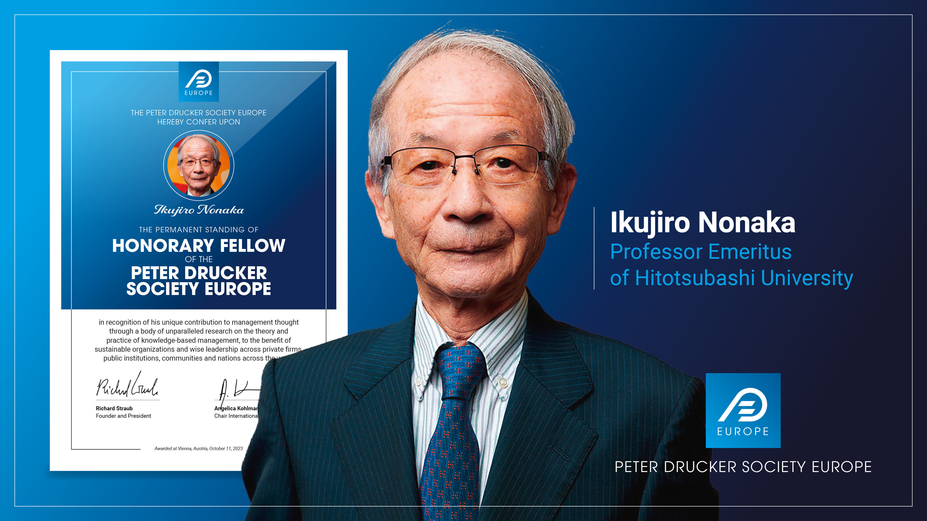 Prof. Ikujiro Nonaka awarded Honorary Fellowship by the Peter Drucker Society Europeのサムネイル